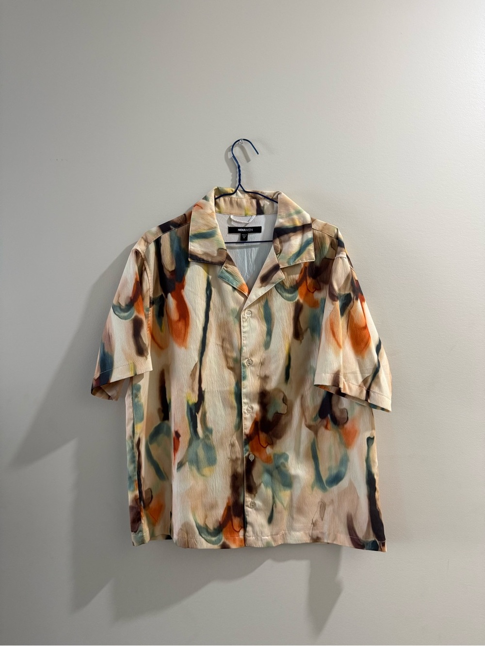 Fashion Nova Cream Multicolor Abstract Print Short Sleeve Button Down Shirt